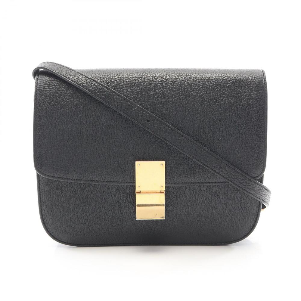 Celine Classic Box Bag black grained textured leather